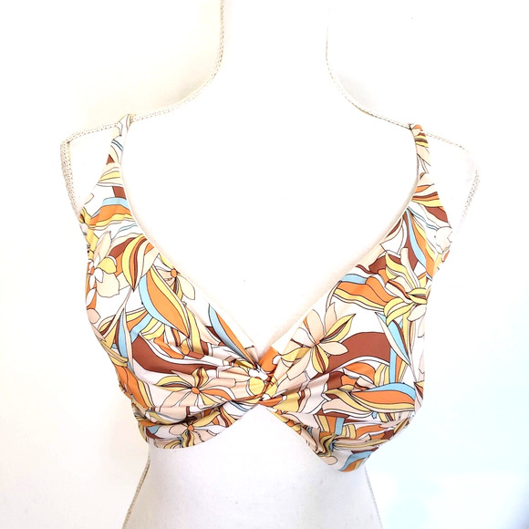 NEW!! L*Space Womens SIZE DD Tropical Floral Peach Ringo Swim Top Only LSRIT21P - Picture 1 of 12